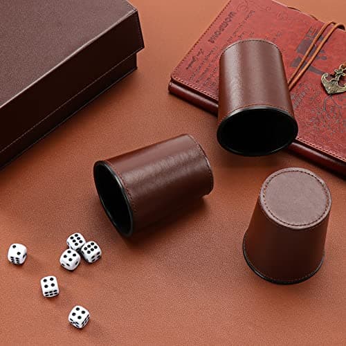 X SIM FITNESSX Leather Dice Cup Set, 6 Dice with Cups + 30 Dot Dices + Exclusive Storage and Transport Case Made of Faux Leather with Magnetic Closure — view 5