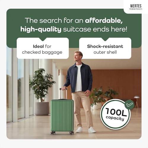 Wertes Large Suitcase 77cm – 100L Hard Shell Trolley with TSA Lock & Spinner Double Wheels – Lightweight ABS Luggage – Durable Travel case with organised Interior — view 2