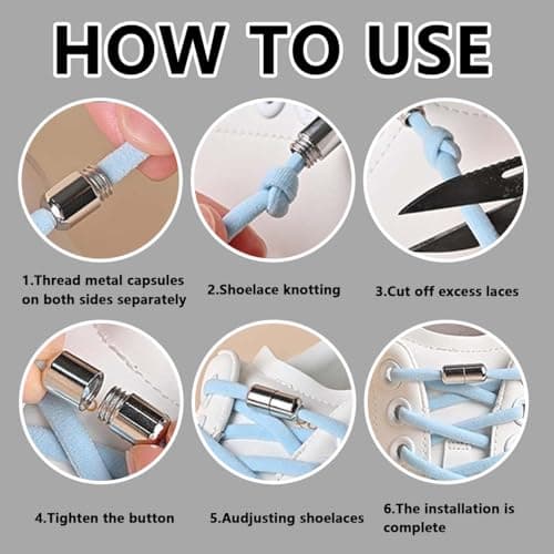 Quicklace Replacement Kit for Salomon, No Tie Elastic Shoe Laces with Lock — view 5