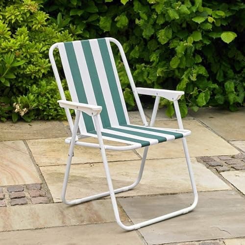 Unibos | 2X Outdoor Deck Chair Garden Patio Folding Camping Picnic Beach BBQ Party Outdoor Stripe Chair (2 Striped Chair) — view 4