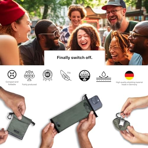 TOCA No Signal Sleeve - RFID Blocking Faraday Bag, Keyless Go & Smartphone/Laptop Protection, Data Privacy Shield, Water-resistant, Compact Green — view 3