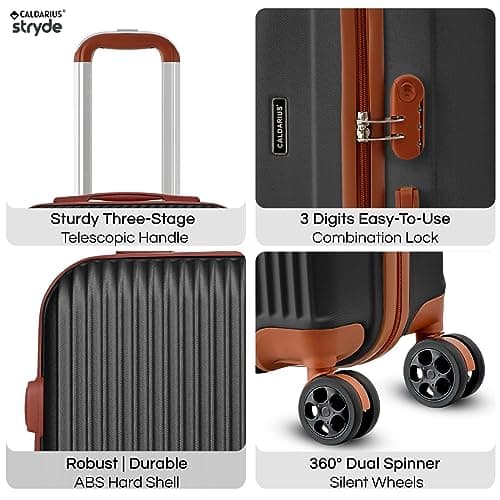 CALDARIUS Hardshell Luggage | Durable Suitcases | Lightweight & Secure with Combination Lock | Smooth 4 Dual Spinner Wheels | Ideal Travel Bag & Luggage Sets (Black, Medium 24") — view 3