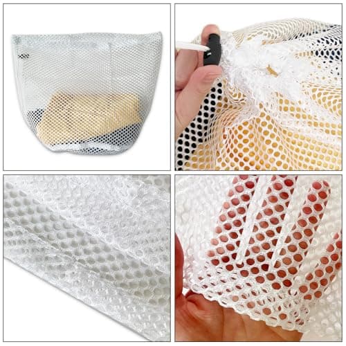 GZSYWZ 2 Pcs Mesh Laundry Bag with Drawstring Linen Portable Bags Washing Machine for Clothes,Bedding,Tablecloths,Curtains (30x40cm) — view 3