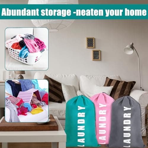 saerryor 3 Pcs Travel Laundry Bag With Drawstring For Dirty Clothes 91×61cm — view 5