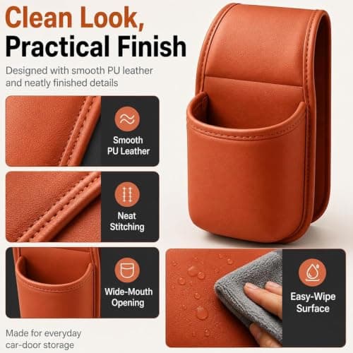Car Door Cup Holder - 4.13 Inch Faux Leather Drink — view 5