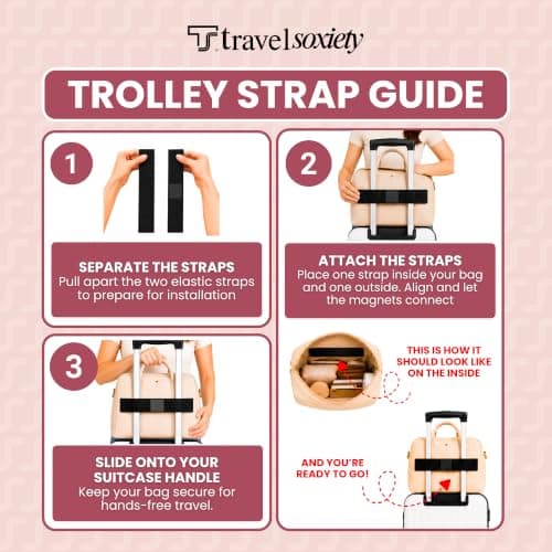 Trolley Strap - Easily Secure Your Bag to Your Luggage, Lower Stress During Travel, Travel Convenience (Black on Black) — view 4