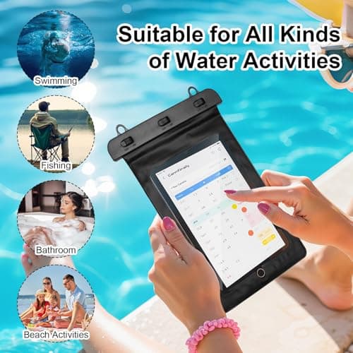 Universal Waterproof Case, Tablet Transparent Water Resistant Protective Case for IPad Samsung Huawei for New iPad 9 8 7 iPad Air 2 Huawei MediaPad T3 Samsung Galaxy Tablets Up to 10.2 inch — view 5