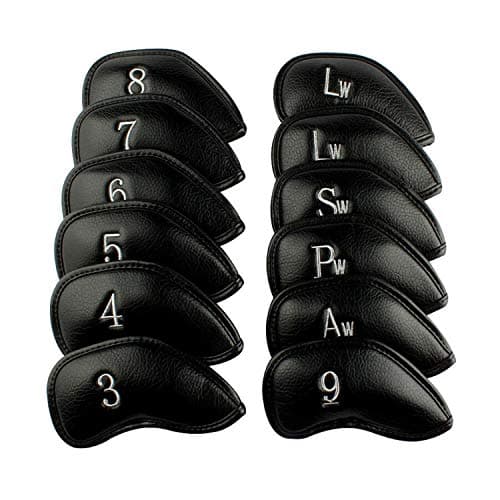 AXKAL Golf Iron Head Covers Synthetic Leather Set of 12(Black)
