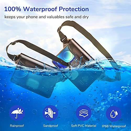 SYNCWIRE Waterproof Pouch Bag with Adjustable Waist Strap (2 Pack) - IP68 Waterproof Waist Bag Screen Touchable Dry Bag with Adjustable Belt for Beach, Swimming, Boating, Fishing, Hiking, etc — view 2