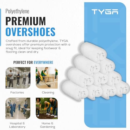 TYGA Waterproof Shoe Covers Disposable, CPE, White, Pack Of 30 — view 2