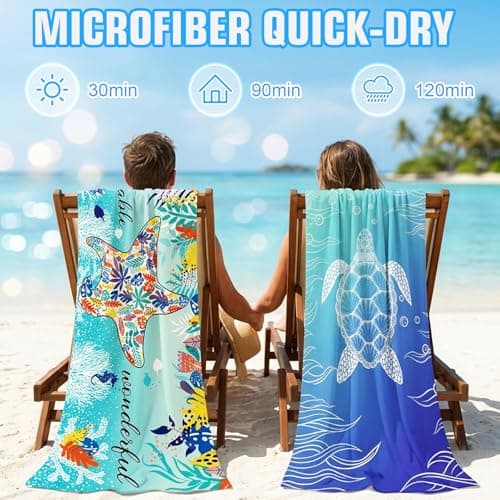 2 Pcs Microfibre Beach Towels for Adults,Microfibre Lightweight Beach Towel — view 5