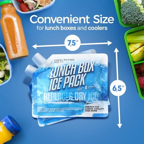 Everlasting Ice RX Reusable Ice Packs for Lunch Boxes (4 Pack) Up to 48 Hours Freezer Packs | 7.5 x 6.5 in | Long Last Cooler Ice Packs for Camping, Fishing, Beach, Road Trips — view 5