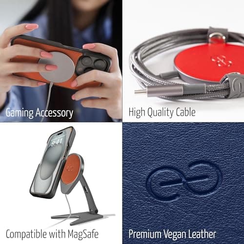Dreem Empower Magnetic Wireless Charger Pad – Compatible with MagSafe for iPhone 17/16/15/14/13/12 & Qi-Certified Devices – Premium Vegan Leather [Coffee] — view 4
