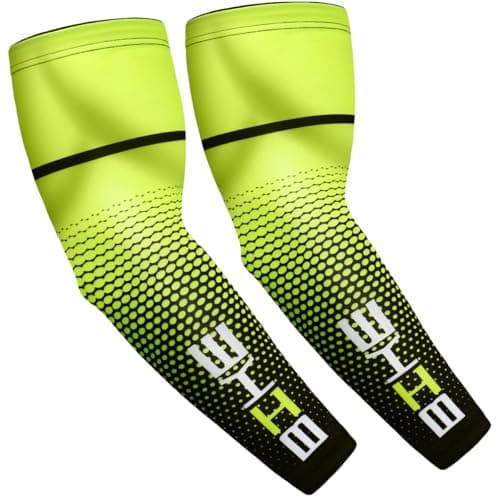 beister 1 Pair Compression Athlete Arm Sleeves for Women and Men, UV Protective Cooling Sports Sleeves for Arthritis, Lymphedema, Basketball, Football, Cycling, Outdoor Activities, L, Green
