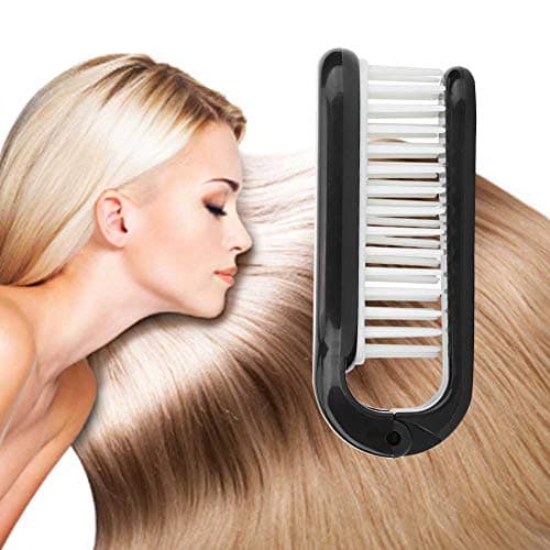 Pocket Folding Hair Brush Comb Collapsible Travel Essential Scalp Massage Styling Tool for Men Women Kids Black ABS Mini Lightweight — view 2