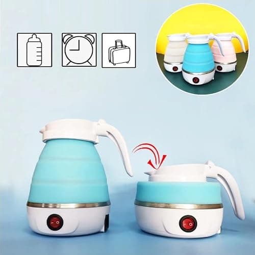 Collapsible Kettle Travel Kettle Collapsible Kettle Camping Kettle Mini Foldable Electric Kettle Suitable Portable for Home Travel and Camping (Blue) — view 3