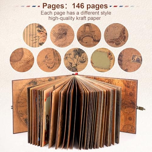 Our Adventure Book 146 Pages,With Vintage Locks Photo Album Scrapbook,3d Embossed Cover Design,Travel Scrapbook With Gift Box For Anniversary Wedding Holiday Valentines Day Birthday — view 5
