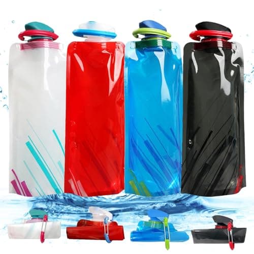 KxrTpx Collapsible Water Bottle, Foldable Water Bottle, Reusable Water Bottle, Set of 8 Water Pouches