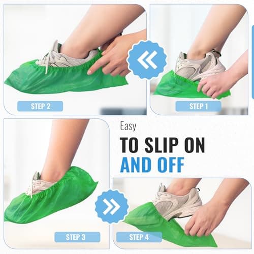 TYGA Waterproof Shoe Covers Disposable, CPE, Green, Pack Of 30 — view 5