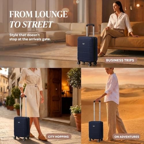LUGG - Jetset 40cm Suitcase - 40x30x20cm- Ryanair Compatible - Underseat Size - Hard Shell ABS - Spinner & Removable Wheels - Lightweight Travel Luggage- Midnight Blue — view 4