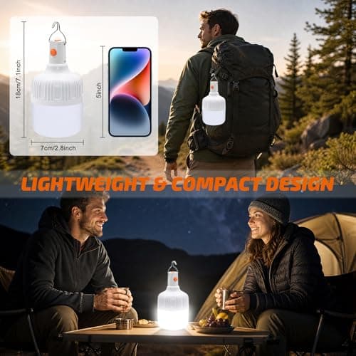 2 Pack Camping Lights, 600 Lumen Hanging Camping Lantern, 3 Lighting Modes LED Camping Lamp, Portable USB Rechargeable Waterproof Tent Light for Outdoor, Emergency, Power Cuts — view 5