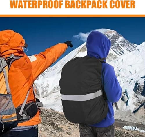 JITIFAZH Backpack Waterproof Cover with Reflective Strap (8-70L), 2 Adjustable Anti Slip Cross Buckle Strap for Outdoor, Hiking, Camping, Traveling, Cycling(Black, S for 18-25L backpack) — view 2