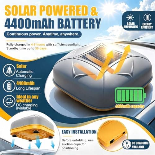 Automatic Car Cover with Remote Control, Solar Charging, Anti-Theft Alarm, UV Sun Protection, Waterproof for Outdoor Travel Use — view 3