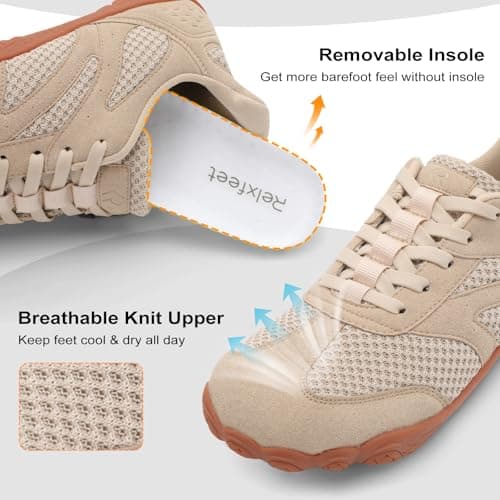 JOINFREE Slip-On Shoes for Men Wide Toe Box Walking Shoes Barefoot Zero Drop Minimalist Trainers Lightweight Breathable Gym Training Casual Shoes for Men Khaki Size 10 — view 5