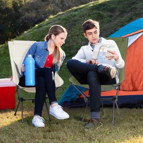 Outplea High Back Lightweight Compact Camping Chair for Adults, Outdoor Folding Chair Backpacking for Beach Fishing, White — view 2
