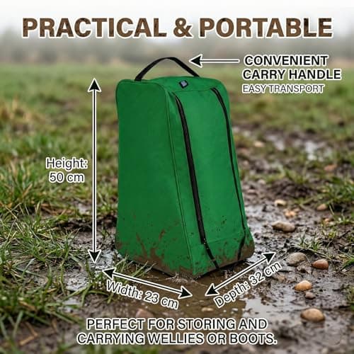 Water-Resistant Long Boot Bag and Shoe Carrier– Perfect Storage Solution for Football, Rugby, Golf, Hiking, Walking, Skiing and Work Footwear (Green) — view 5