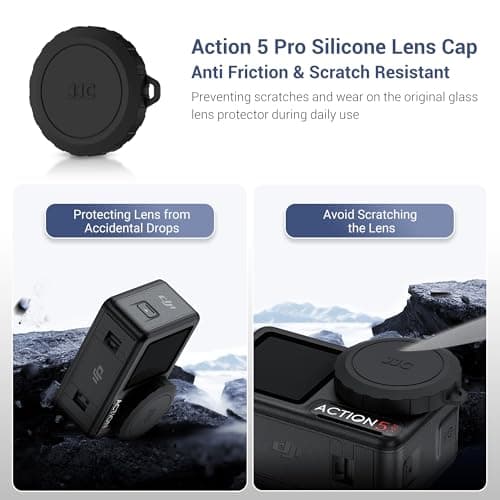 JJC Silicone Osmo Action 5 Pro 4 3 Lens Cap Ring Set with Anti-Loss String — view 2