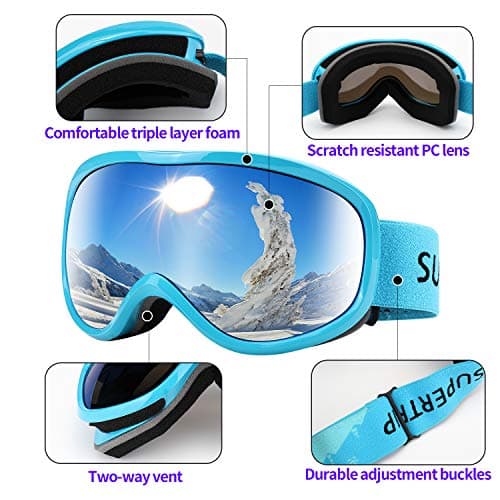 Supertrip Ski Goggles Womens Mens,Anti-fog Anti-glare Skiing Snowboard goggles with 100% UV401 Protection,Helmet Compatible — view 4