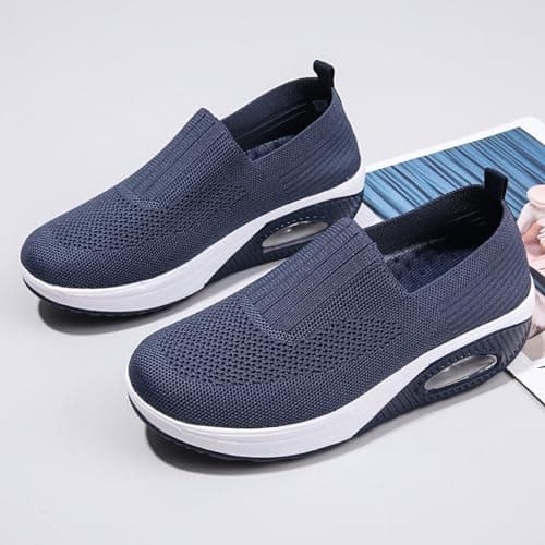 Running Trainers Womens Red Trainers Womens Summer Fashion Solid Color Flying Woven Non Slip Soft Sole Mesh Surface Travel Walking Covered Feet Shoes Gym Sneaker — view 3