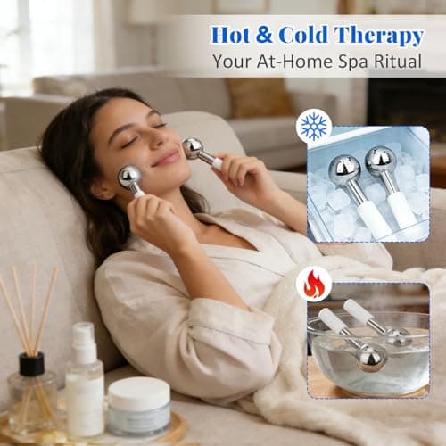 ideayard Jade Eye Mask + Stainless Steel Ice Globes, Home Spa Facial Tools for Puffy Eyes, Dark Circles & Wrinkles, Cooling Massager for Skin Tightening & Relaxation — view 3