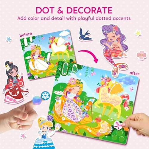 Klever Kits Princess Dot Art Kit for Kids, No Mess Sticker for Toddlers 3-7, Art and Craft Kits, DIY Creative Activity, Travel Toy, Birthday Presents for Boys Girls — view 3