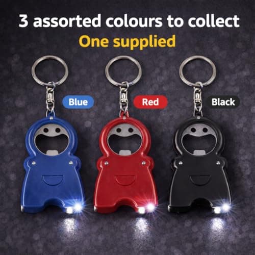 Multi Tool Keyring Bottle Opener with LED Light & Mini Tape Measure 4.9 x 8cm, Pocket Keychain Tool Compact Gadget, 3 Assorted Colours One Supplied, Small Gadget Gift for Men Women Camping Travel — view 2