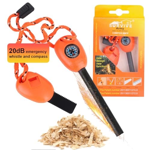 Flint and Steel Fire Starter Kit, 5-in-1 Multifuctional Fire Steel