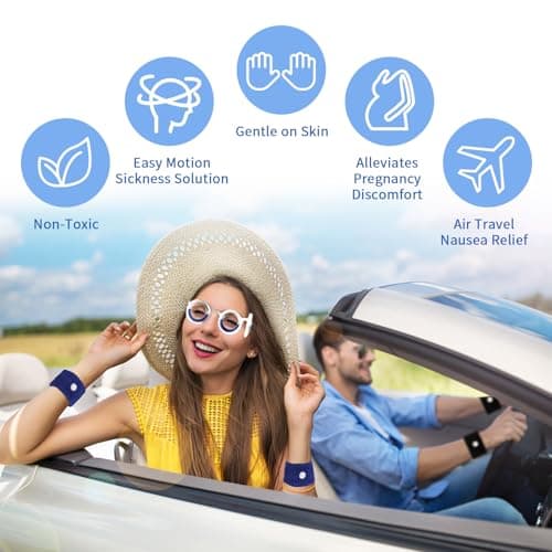 Motion Sickness Glasses,6Pcs Travel Sickness Glasses Sickness Bands Nausea Relief Glasses Car Sickness Airsick Sickness Seasickness for Kids and Adults — view 2
