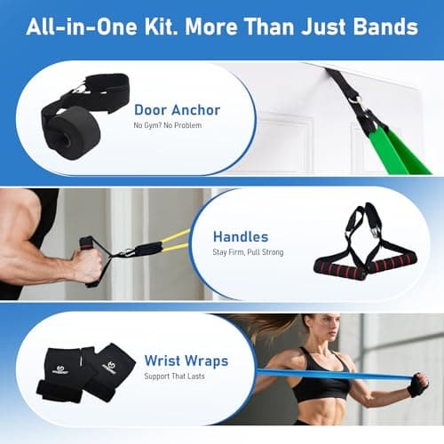 FitBeast Resistance Bands Set, Exercise & Pull Up Bands with Gloves & Door Anchor for Strength Training, Home Workouts — view 5