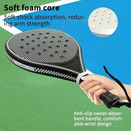 Pickleball Racket Carbon Fiber Portable Non-Slip Ergonomic Paddle — view 4