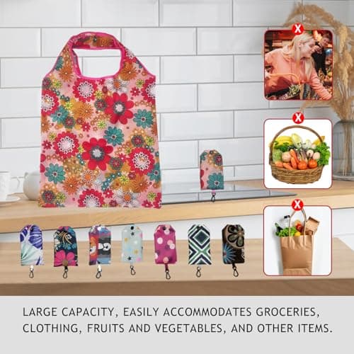 LIUQOBN 8 Pack Foldable Shopping Bags In Pouch, Reusable Shopping Bags, Portability Foldable Bag For Daily Use Travel — view 6