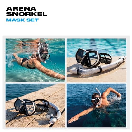 arena Mask and Snorkel Set Adults, Unisex Snorkel Mask, Sea Mask, Snorkel with Anti-Leakage Technology, Adults Set with Flexible Tube with Purge Valve, Hypoallergenic Silicone — view 5