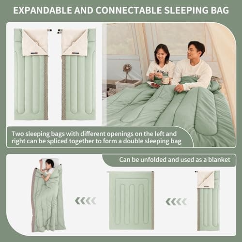 Naturehike Sleeping Bags for Adults & Kids Sleeping Bag 3-4 Season Ultralight Backpacking Warm Sleeping Bag Lightweight Compact, Single Adult Girls Boys Winter Sleep Camping(Green Right) — view 4