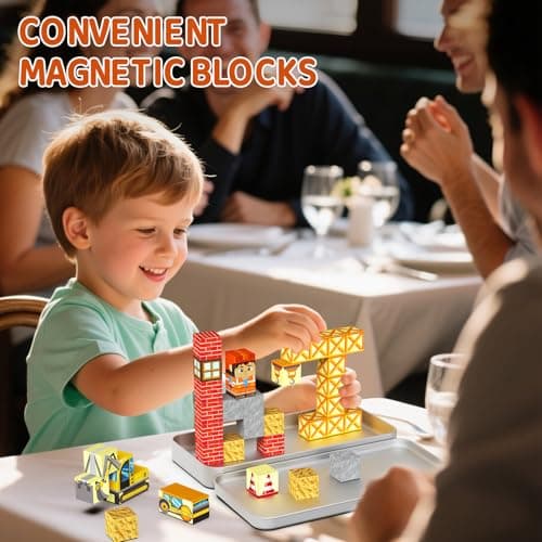 Magnetic Blocks Travel Set for Kids 35pcs: Engineer Iron Case Creative Play — view 5