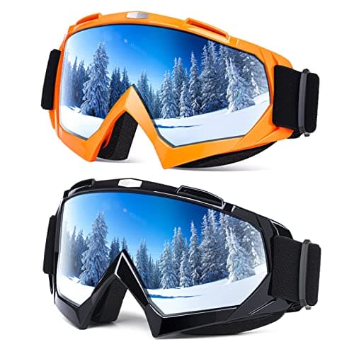 EasYoung Adult Ski Goggles, 2-Pack Snowboard Goggles for Youth, Teens, Men & Women, Wide View Snowmobile Goggles