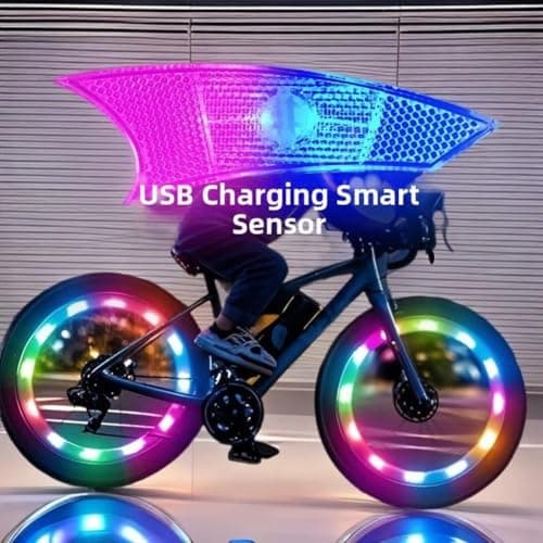 Bicycle Spoke Lights Rechargeable LED Wheel Lights with Smart Sensing for Mountain Bike Night Riding Safety and Style Multiple Colour Options Plastic Build Lightweight Design Easy USB Charging Long — view 2