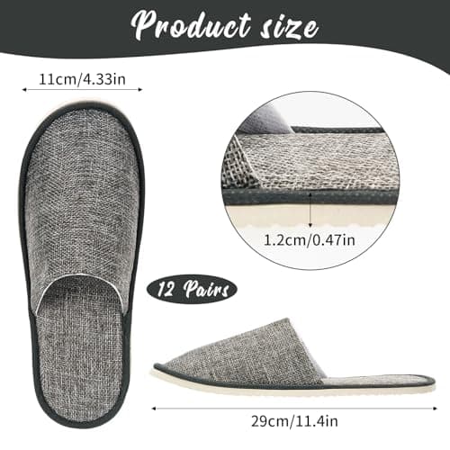Defresit 12 Pairs Disposable Slippers,hotel slippers multipack, Non-Slip Spa Slippers Portable Indoor Slipper for Guests Hotel Home Travel Wedding Salon, Individually Wrapped — view 3