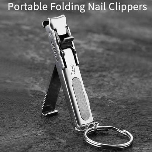 Compact Nail Clippers - Trimming Nails Manicure, Single Nail | Slim Stainless Steel Nail Keychain, Acrylic Nail Clipper File Combo, Travel Friendly Nail Cutter for Pocket Use — view 4