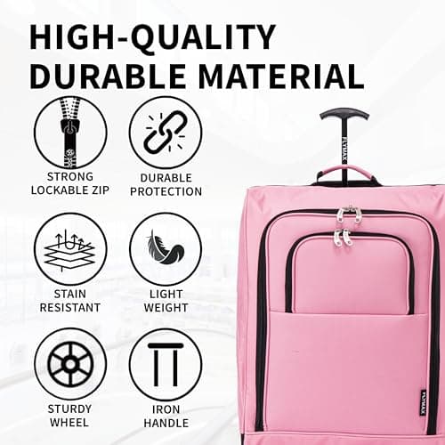 55x40x20 Ryanair Cabin Bag Hand Luggage Lightweight Suitcase Approved Carry on Luggage 1.4kg 44L Fits Pink — view 2