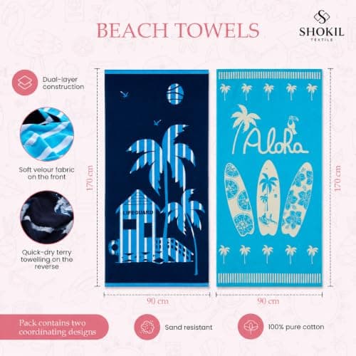 Large Egyptian Luxury Beach Towels For Adults 100% Cotton - Pack of 2 — view 2